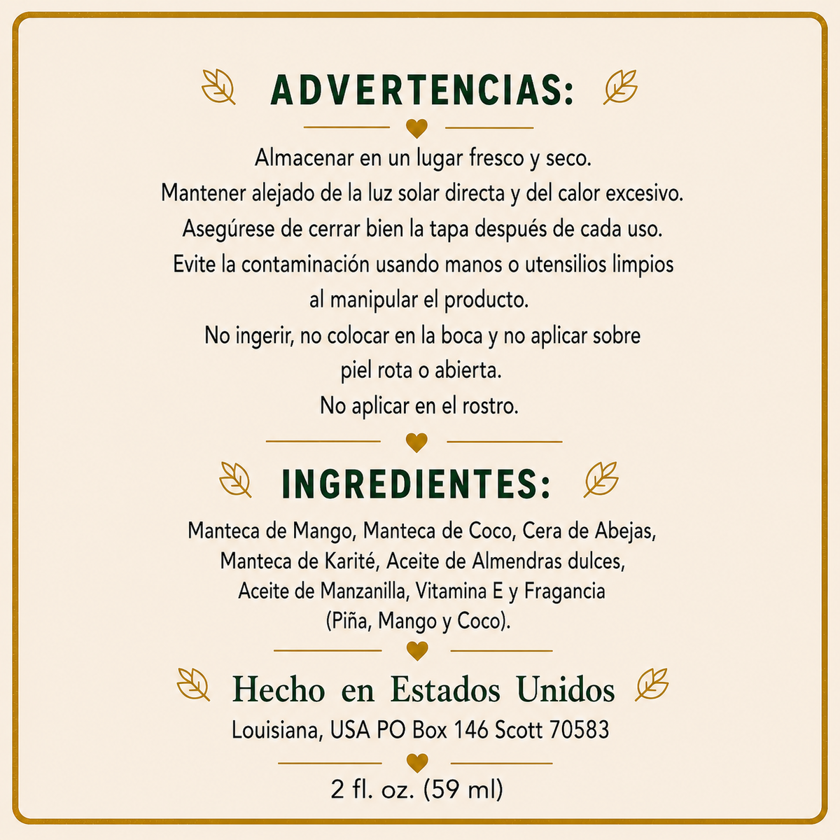 “Tropical” Mantequilla Hidratante con un rico olor a frutas