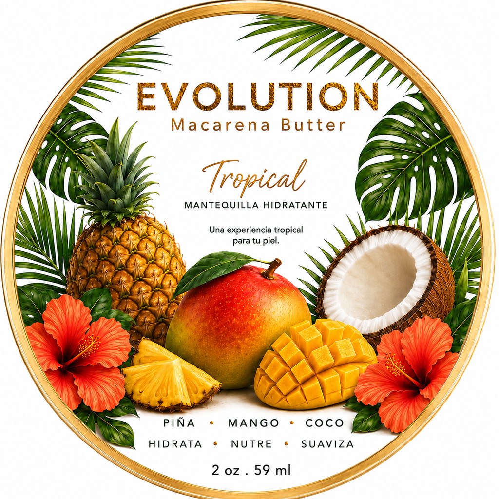 “Tropical” Mantequilla Hidratante con un rico olor a frutas