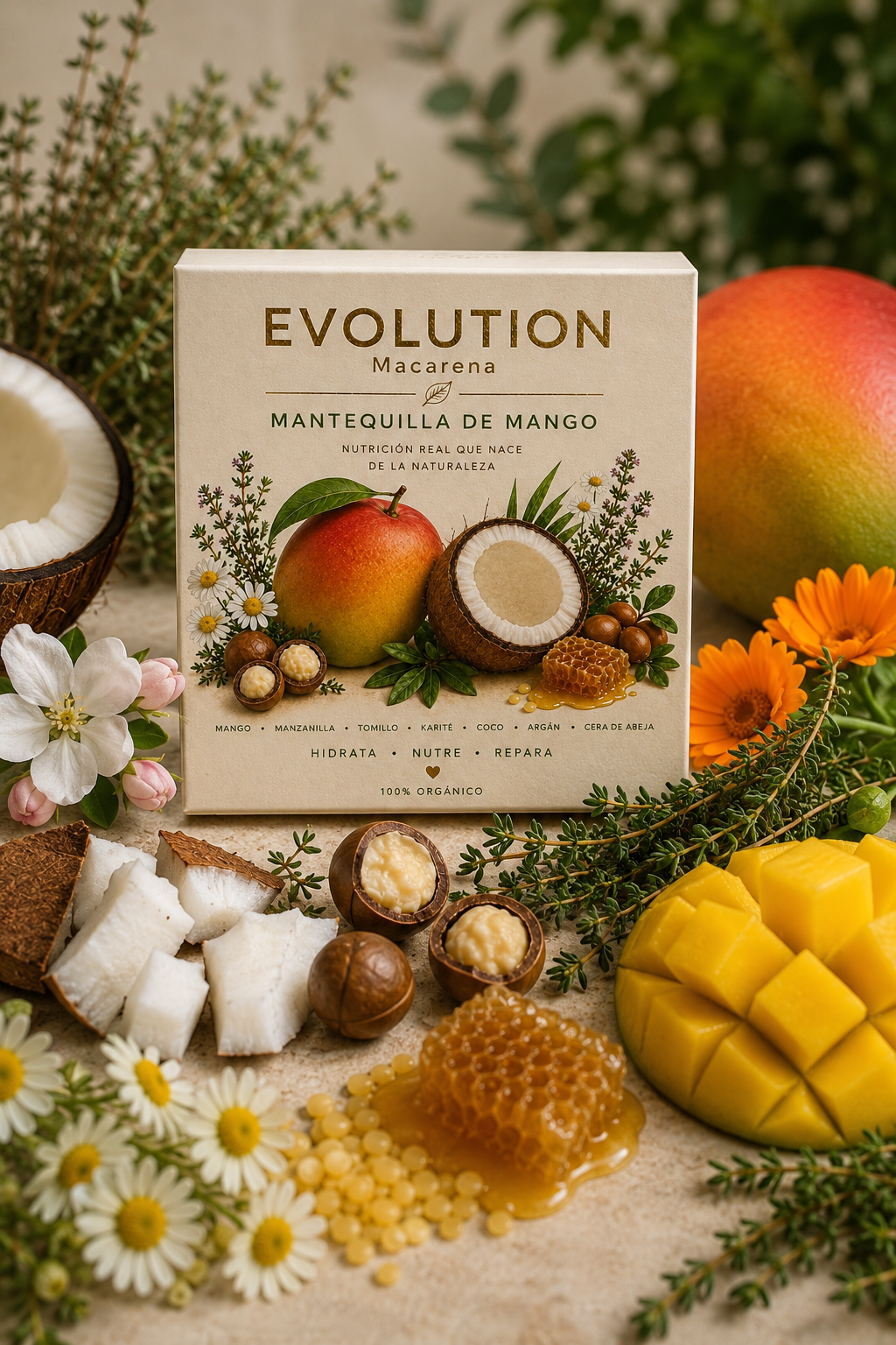 Mantequilla hidratante con un rico olor a Mango-Coco